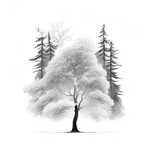 Lonely Silhouette In A Surreal Forest