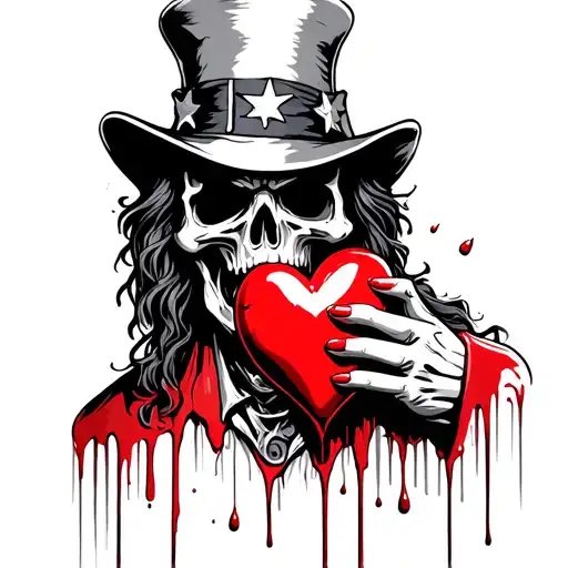 Uncle Sam Grim Reaper Eating A Blood Red Heart With Blood Dripping