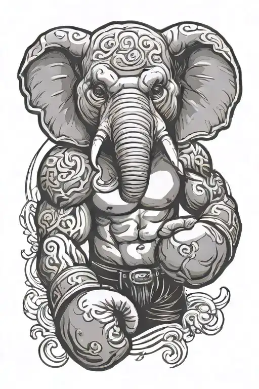 Bulked Boxer With Elephant Head And Boxing Gloves