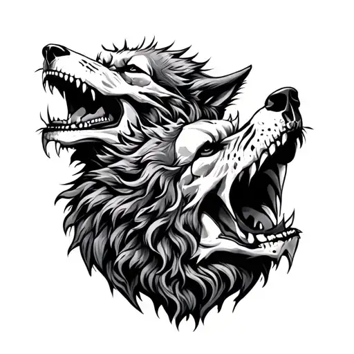 Skull And Wolves Howling