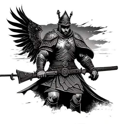 A Warrior With The Background Related To War