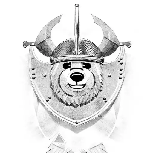Teddy Bear With Viking Helmet Shield And Axe