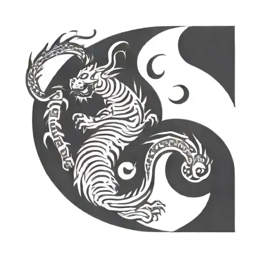Tiger And Dragon Yinyang Symbol