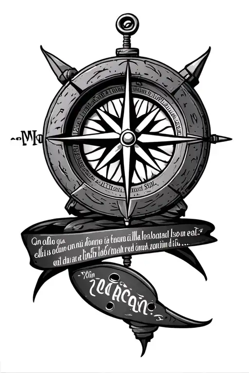 Navigation Compass With A Sentence In The Corsican Language Which Represents The Family