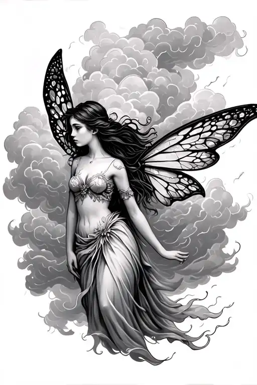 Fairy Surrounded By A Storm Clouds