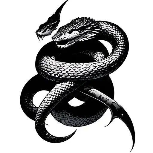 White Snake Wrapped Scythe