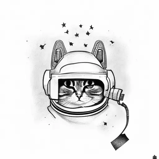 Astronaut Cat With Flag