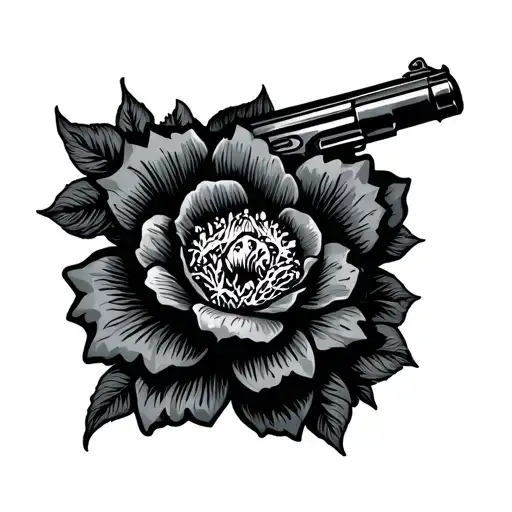Gun And Flower Dangerous For Mafia Crest Minimalist