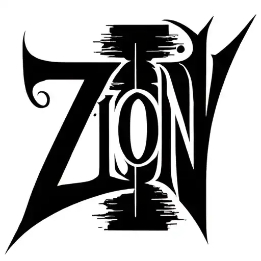Zion With Awesome Tattoo Font For A Man With No Background