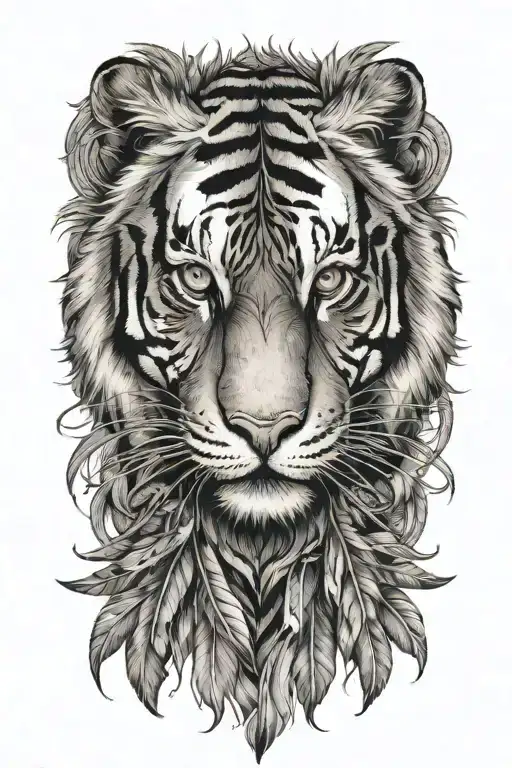 Tiger With Feathers Dangling