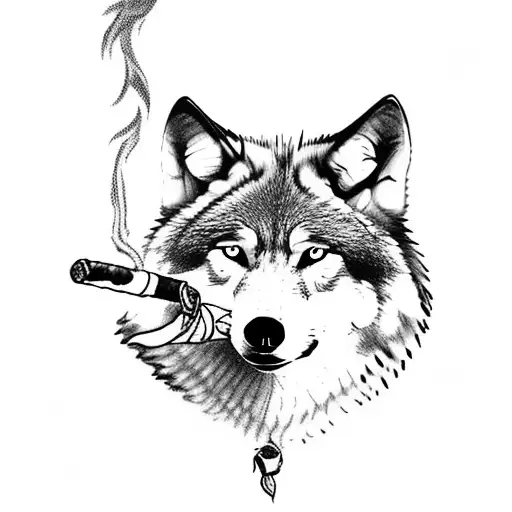 Wolf Smoking A Tabacco Pipe