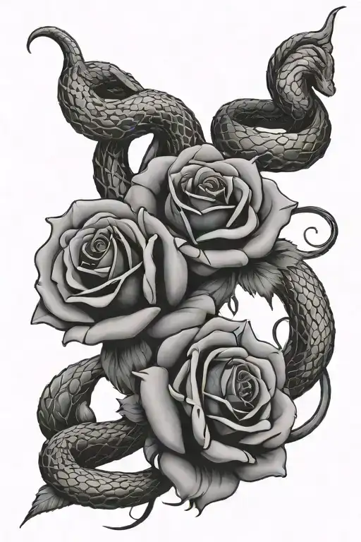 Roses Intertwined With Snake