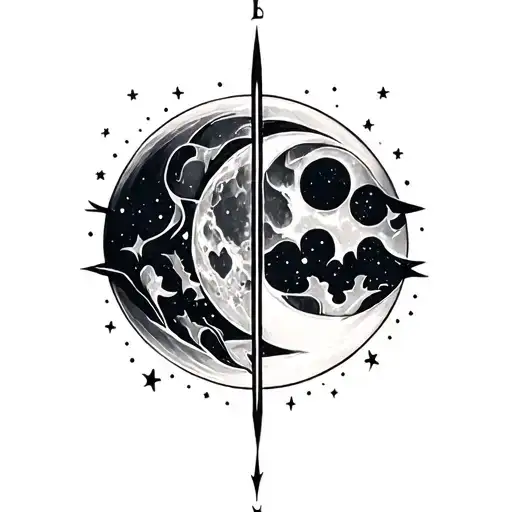 Moon Lettering Work Vertical Tatttoo