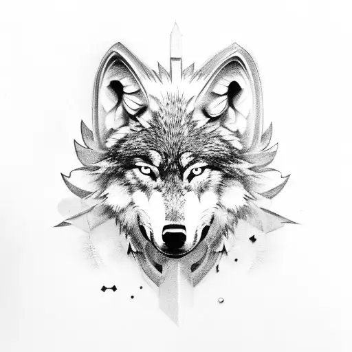 Wolf Wearing A Knight Helmet