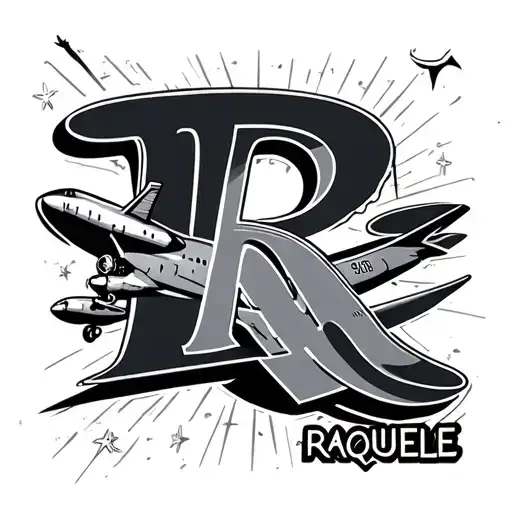 The Name Raquelle Having An Airplane On The Left Side Of The R