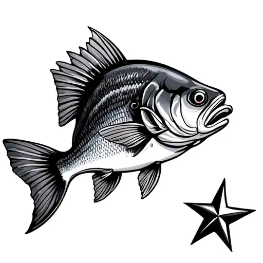 Bass Fish With Stars