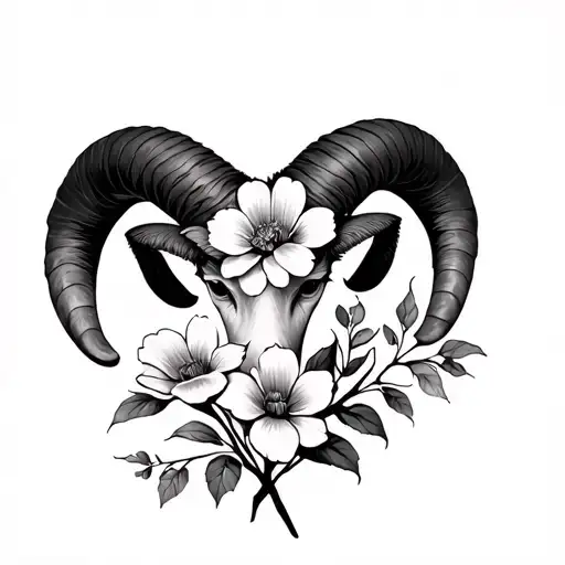 Aries W Flowers Intertwined