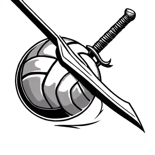 Sword Piercing Through Volleyball