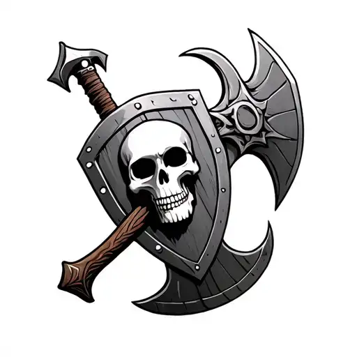 Skeleton Shield Axe