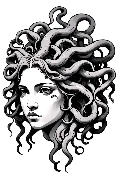 Medusa Head Simple Lines