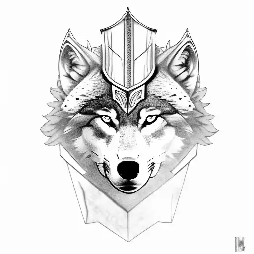 Wolf Wearing A Knight Helmet