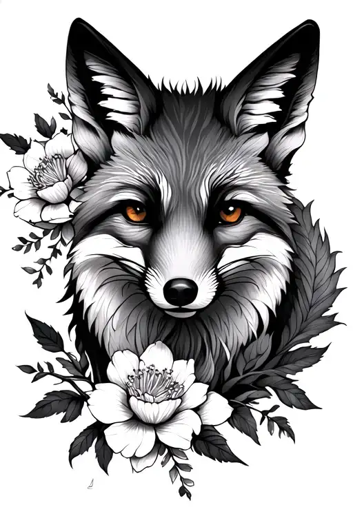 Fox And Flowers And Branches