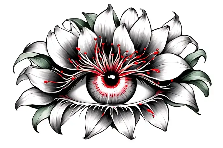 Beautiful Eyes With Red Spider Lily Flowers