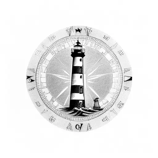 Lighthouse Nautical Theme With Compass