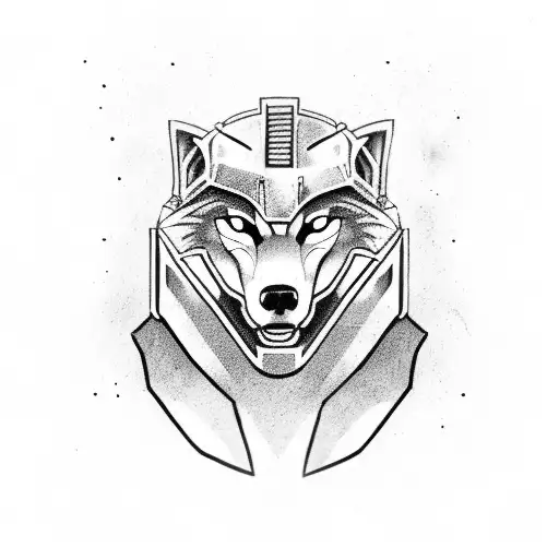 Wolf Wearing A Helmet Made Of Armor