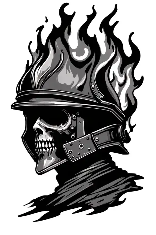 Fire Helmet Engulfed In Flames