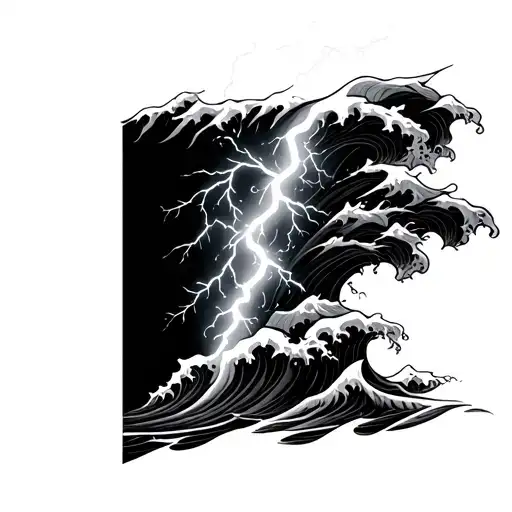 Lightning And Waves Negative Space
