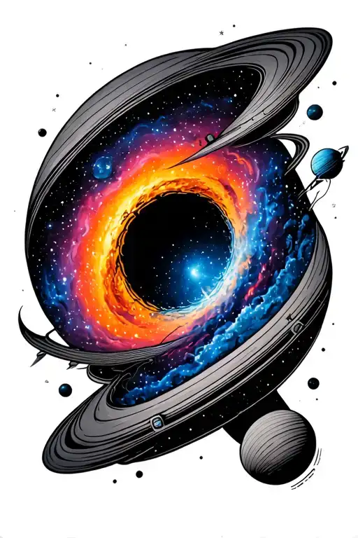 Colorful Galaxy With Black Hole And Voyager Space Black Hole