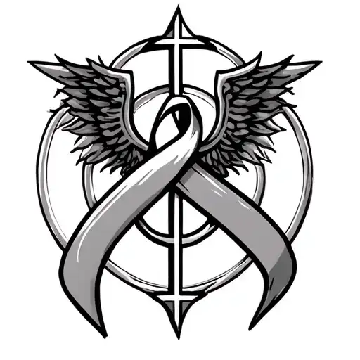 Breast Cancer Survivor Symbol Intertwined With Catholic Protection Symbol