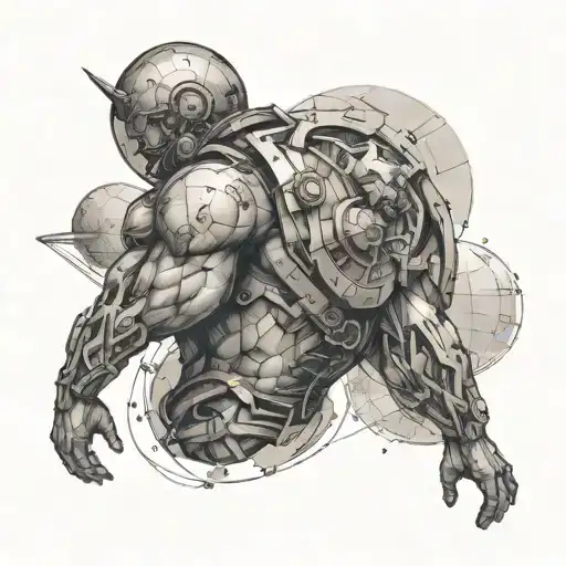 A Futuristic Interpretation Of Atlas Carrying The Planet On His Shoulders