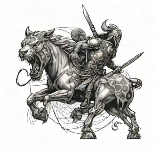 A Warrior Fighting In An Arena Surrounded By Fierce Animals