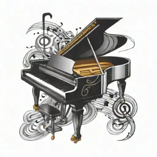 Piano With Music Notes Forming The Shape