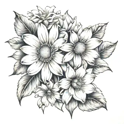 Daisy And Rose And Narcissus Flower