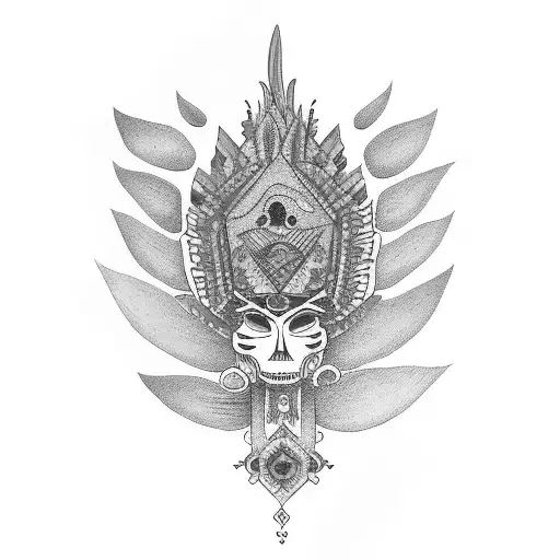 Mexican Folk Art Inspired Tattoo Featuring Vibrant Colors And Black-grey Shading