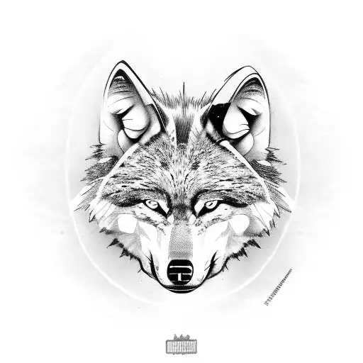 Wolf Wearing An Armor Helmet