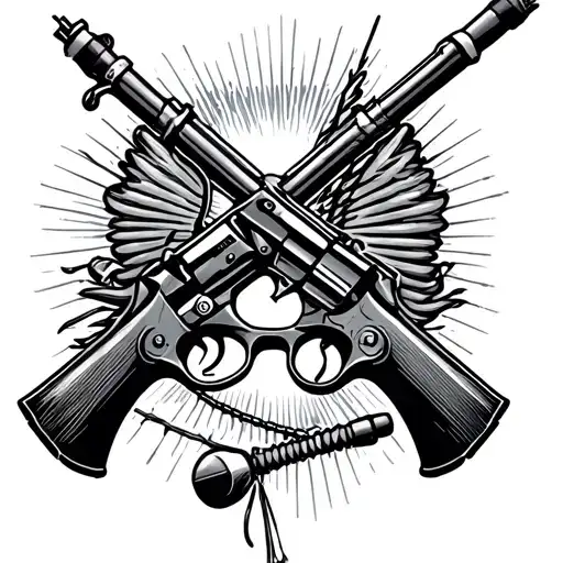 Gun And Fishing Pole Intertwined