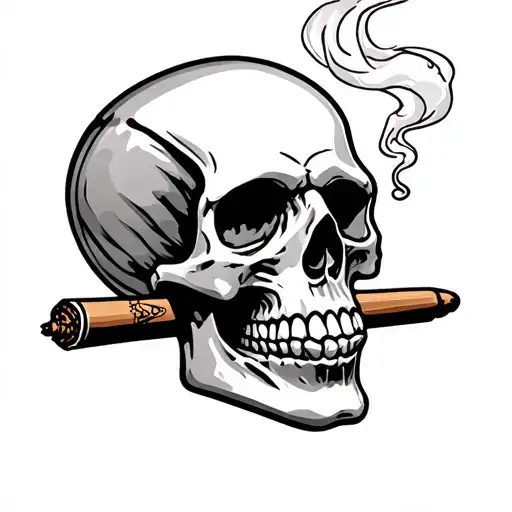 Skull Smoking Blunt