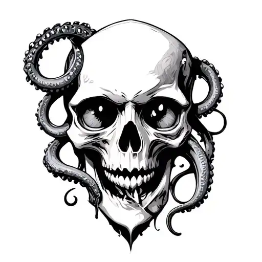 Skull And Tenticles With Hourglass Evil Eye