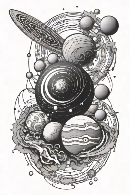 Planets Galaxy Space And Music Notes