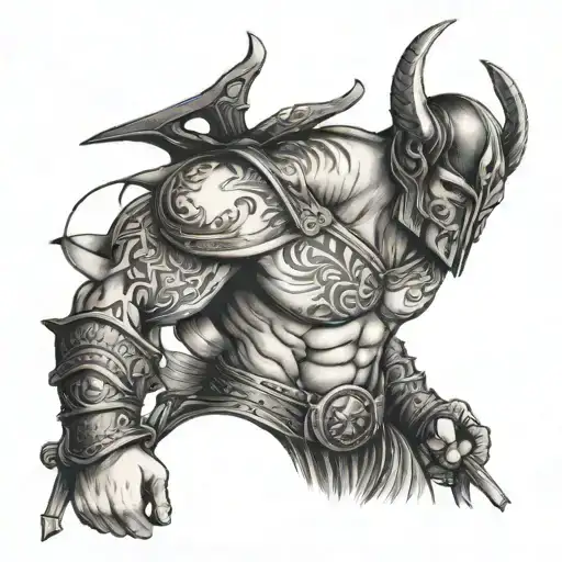 Topless Male Warrior And Trust Yourself