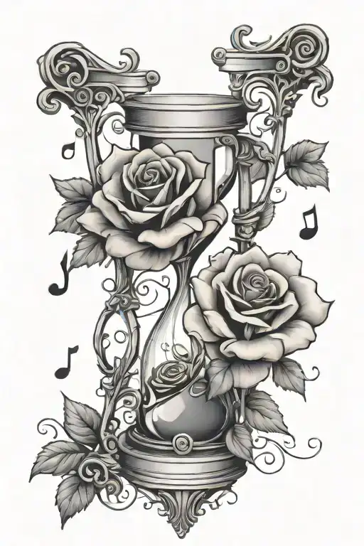 Hourglass Rose Music Notes Floating Life And Death
