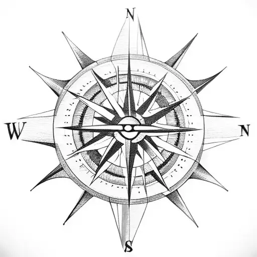 Compass Rose With Sun And Moon