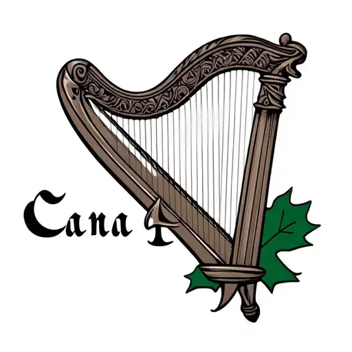 Irish Harp Blended With Canada Flag Maple Leaf