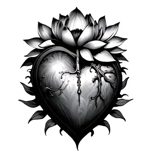 Sacred Heart Shovel Time Lotus Flower Intertwined