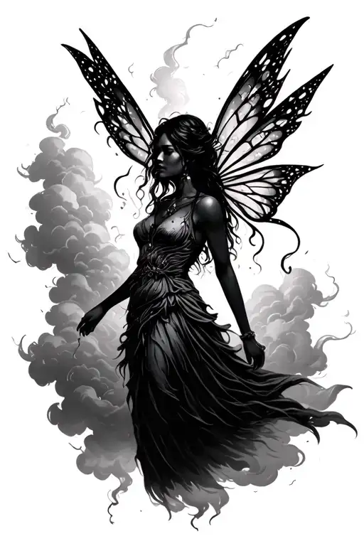 Fairy Surrounded By A Storm Clouds