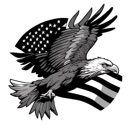 Albanian Eagle Soaring Us Flag Igy6